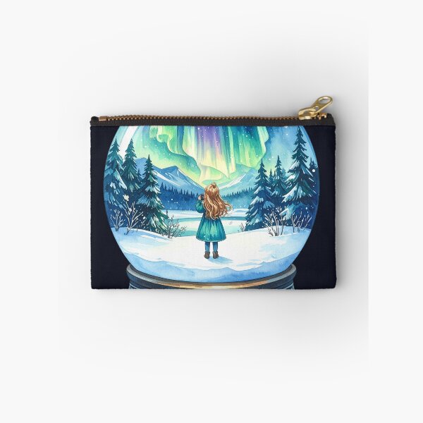 Item preview, Magical Northern Lights in a snow globe, girl photographed in the polar night designed and sold by LiskoDesign.