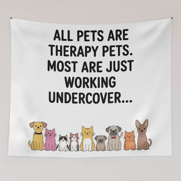 Item preview, All Pets Are Therapy Pets Funny Quote – Cute Dogs and Cats Design for Pet Lovers designed and sold by TipTop GFX.