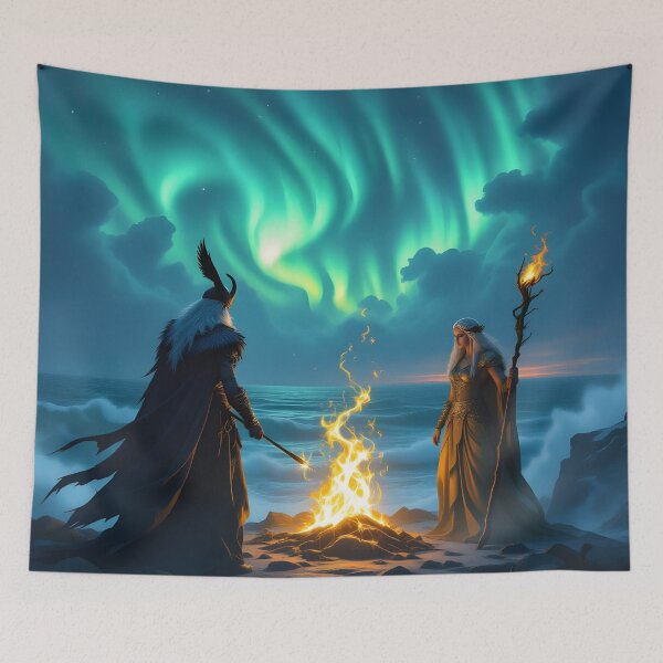Item preview, Ask & Embla – Fire and Fate designed and sold by yosmosverse .