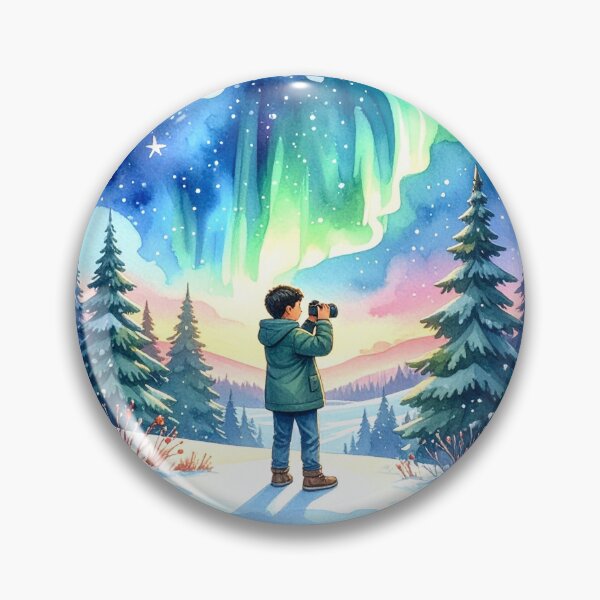 Item preview, Magical Northern Lights in a snow globe, boy photographed in the polar night designed and sold by LiskoDesign.