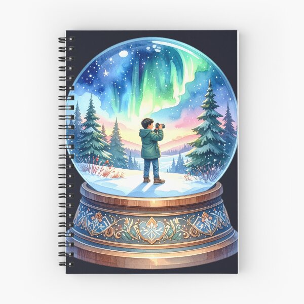 Item preview, Magical Northern Lights in a snow globe, boy photographed in the polar night designed and sold by LiskoDesign.