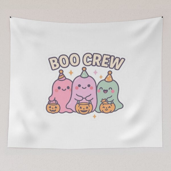 Item preview, Boo Crew – Fantômes Kawaii et Citrouilles d’Halloween designed and sold by MeowLoka ⭐⭐⭐⭐.