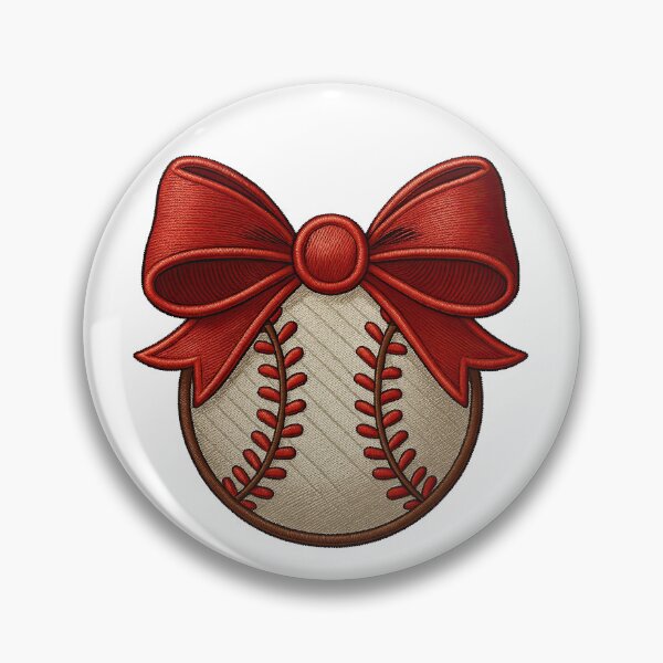 Item preview, Baseball with Red Bow Embroidery Design designed and sold by ArtfulWeave.