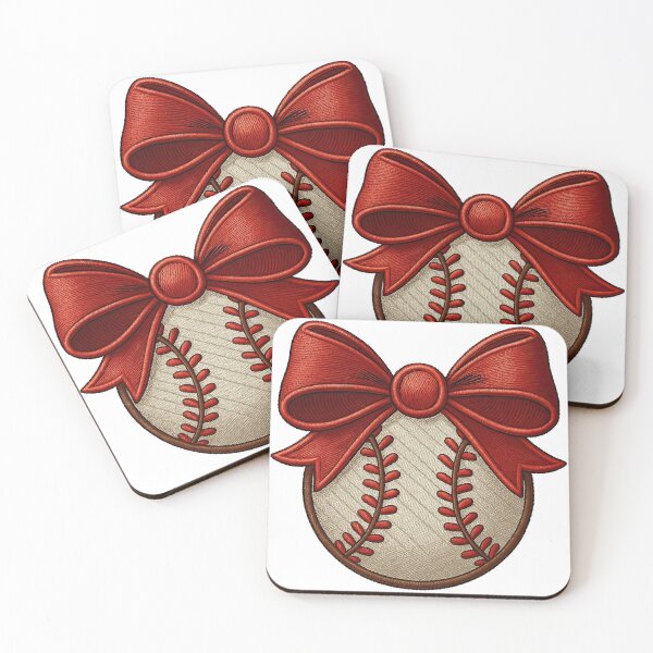 Item preview, Baseball with Red Bow Embroidery Design designed and sold by ArtfulWeave.