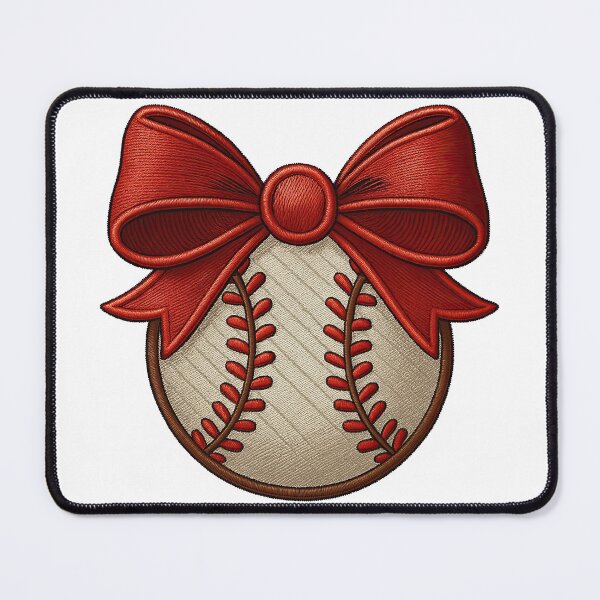 Item preview, Baseball with Red Bow Embroidery Design designed and sold by ArtfulWeave.
