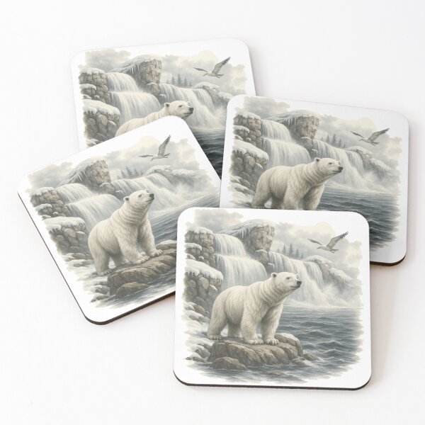 Item preview, Polar Bear and Waterfall Winter Scene designed and sold by ArtfulWeave.