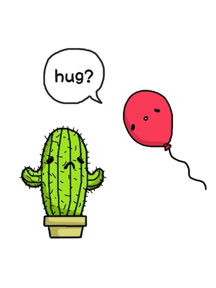 Cactus Balloon Hug Hugs Freetoedit - Desenho Cacto E Balao, HD Png