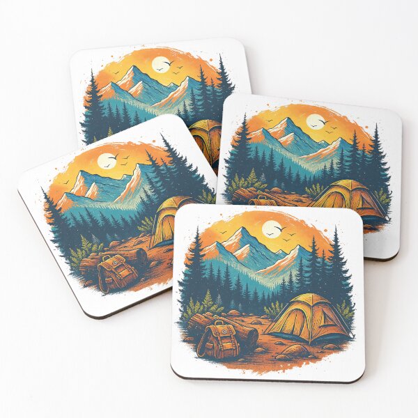 Item preview, Mountain Camping Adventure Illustration designed and sold by ArtfulWeave.