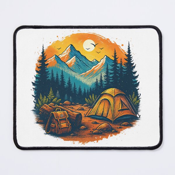 Item preview, Mountain Camping Adventure Illustration designed and sold by ArtfulWeave.