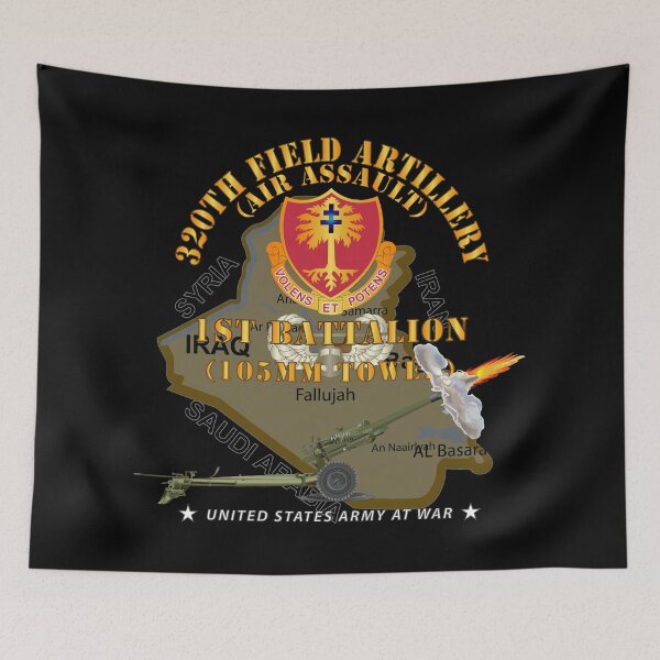 Item preview, Ejército - 1.er Batallón, 320.ª FA, con insignia AA - Mapa con M119 disparando designed and sold by Military Insignia Products.