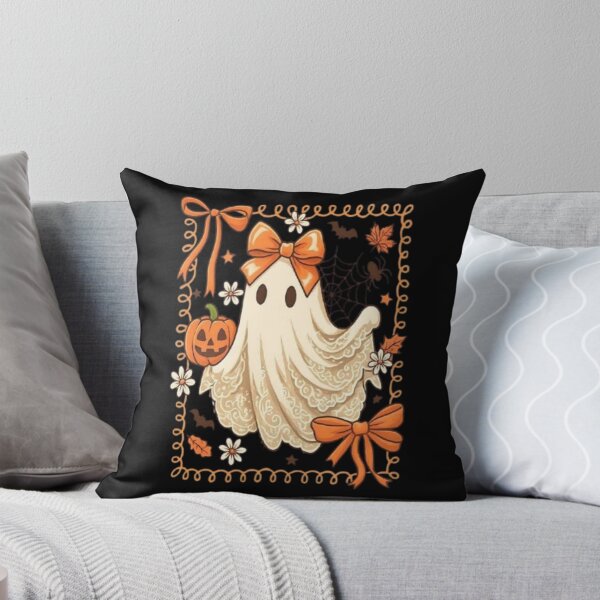 Item preview, Fantôme Kawaii avec Nœud Orange – Halloween Mignonne designed and sold by MeowLoka ⭐⭐⭐⭐.