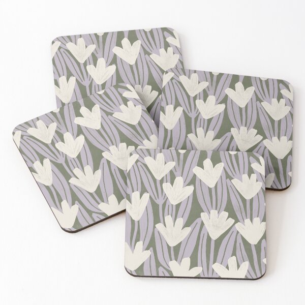 Item preview, Brushstroke rustic magnolia flowers - Dark green and lilac designed and sold by Illustrated by Nat.