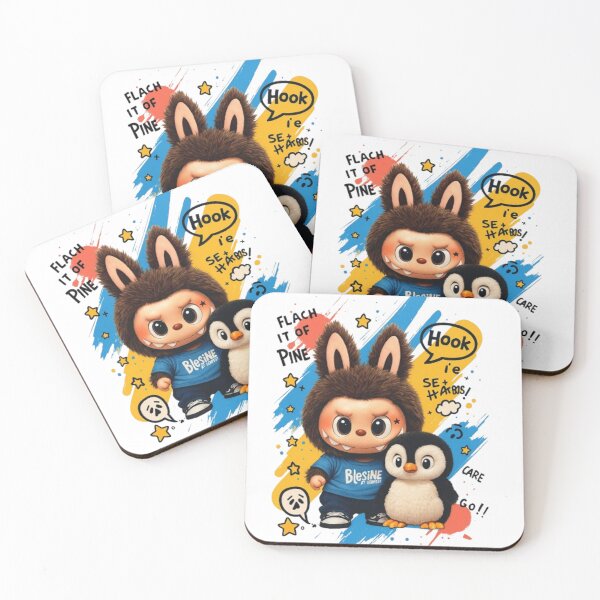Item preview, Labubu et Pingouin Kawaii – Illustration Fun et Colorée designed and sold by MeowLoka ⭐⭐⭐⭐.