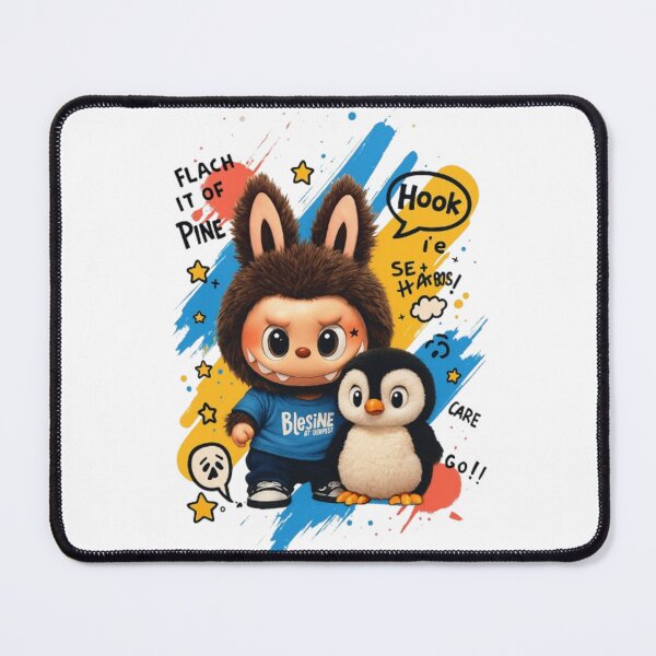 Item preview, Labubu et Pingouin Kawaii – Illustration Fun et Colorée designed and sold by MeowLoka ⭐⭐⭐⭐.