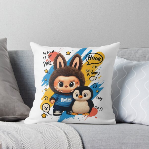 Item preview, Labubu et Pingouin Kawaii – Illustration Fun et Colorée designed and sold by MeowLoka ⭐⭐⭐⭐.