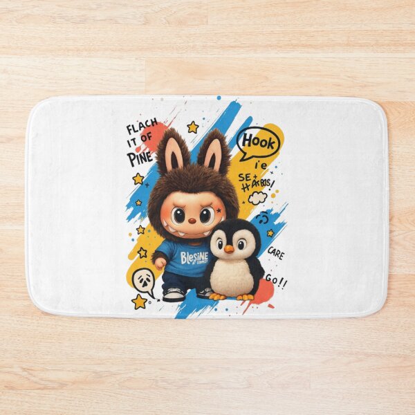 Item preview, Labubu et Pingouin Kawaii – Illustration Fun et Colorée designed and sold by MeowLoka ⭐⭐⭐⭐.