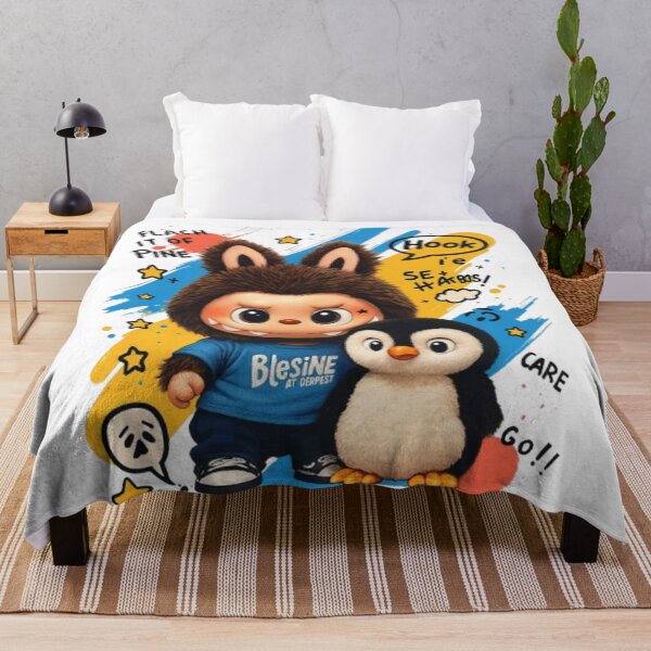 Item preview, Labubu et Pingouin Kawaii – Illustration Fun et Colorée designed and sold by MeowLoka ⭐⭐⭐⭐.