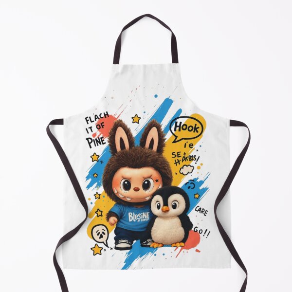 Item preview, Labubu et Pingouin Kawaii – Illustration Fun et Colorée designed and sold by MeowLoka ⭐⭐⭐⭐.