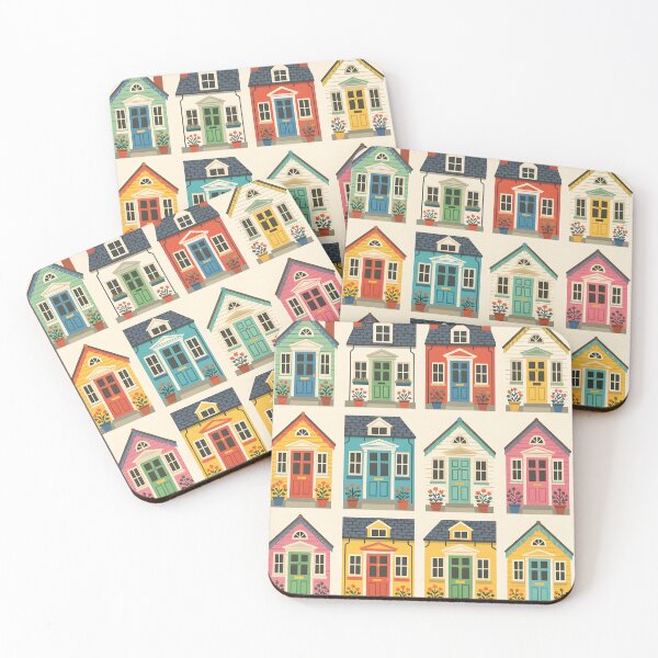 Item preview, Collage of colourful quaint front doors designed and sold by Ponted.