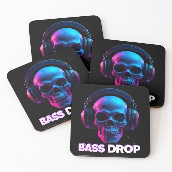 Item preview, Bass Drop skull wearing huge headphones 4 designed and sold by Neon G.