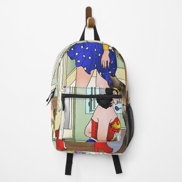 Item preview, German Sheppard tugs on Wonder woman's skirt designed and sold by djbarland.