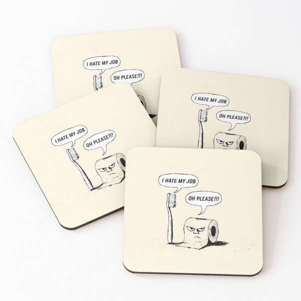 Item preview, Funny Bathroom Art – Toothbrush “I Hate My Job” & Toilet Paper “Oh Please” Design designed and sold by The People’s Punchline.