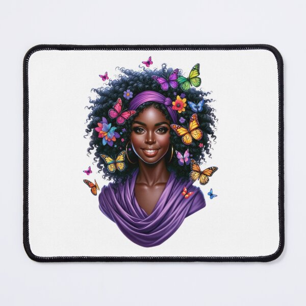 Item preview, Soft Grace | African Woman with Purple Butterflies and Floral Elegance designed and sold by Lulunza.