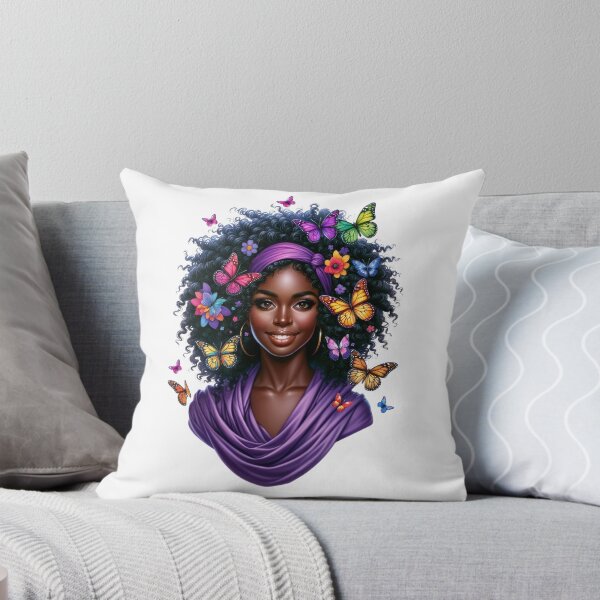 Item preview, Soft Grace | African Woman with Purple Butterflies and Floral Elegance designed and sold by Lulunza.