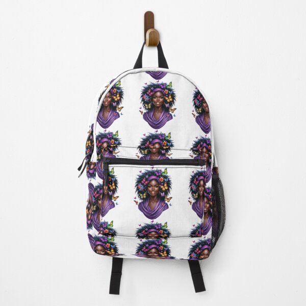 Item preview, Soft Grace | African Woman with Purple Butterflies and Floral Elegance designed and sold by Lulunza.