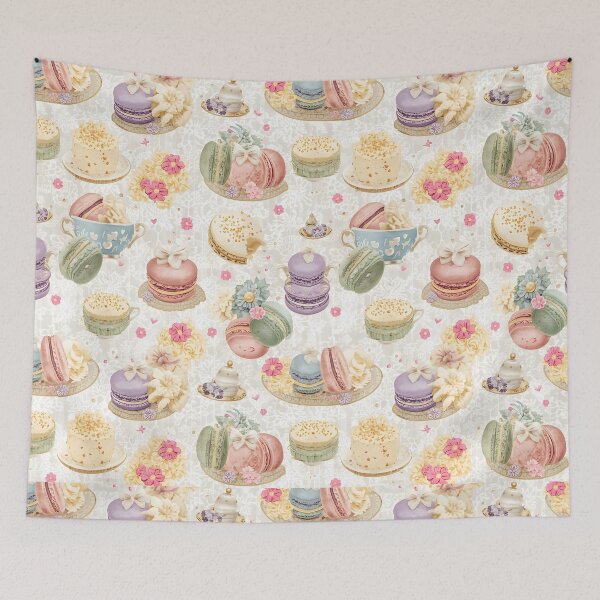 Item preview, Chic Pastel Macaron and Dessert Sweet Treats Pattern designed and sold by MoonlitDoodles1.
