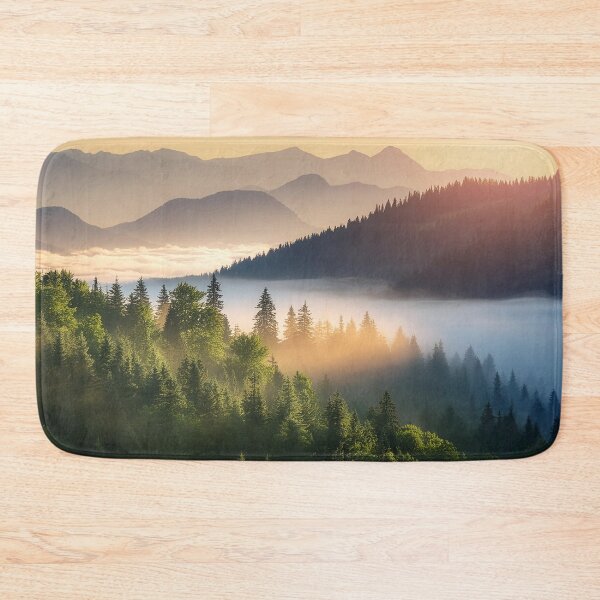 Item preview, Golden sunrise over misty mountain valley designed and sold by homydesign.