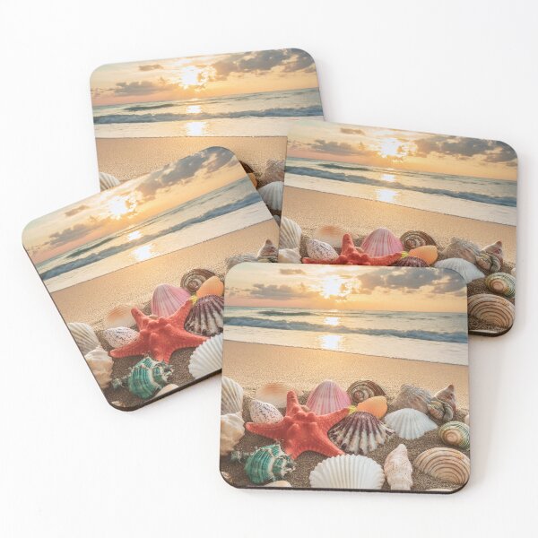 Item preview, Vibrant seashells on a beach at sunrise, showcasing nature’s beauty designed and sold by homydesign.