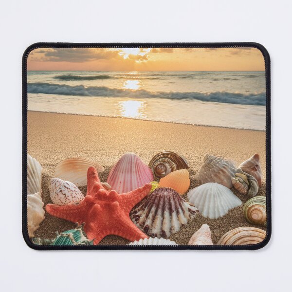 Item preview, Vibrant seashells on a beach at sunrise, showcasing nature’s beauty designed and sold by homydesign.