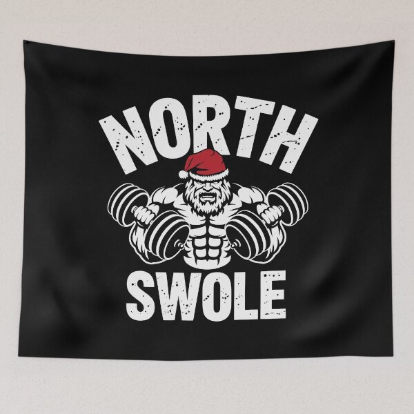 Item preview, North Swole Funny Christmas Gym Santa Lifting Weights designed and sold by Eh Plus Designs.