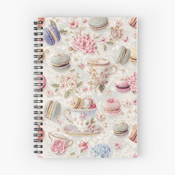 Item preview, Elegant French Macarons and Antique Teacups Floral Watercolor Pattern designed and sold by MoonlitDoodles1.