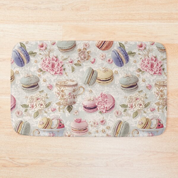 Item preview, Elegant French Macarons and Antique Teacups Floral Watercolor Pattern designed and sold by MoonlitDoodles1.