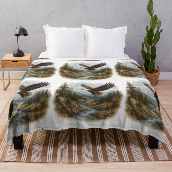 Item preview, Majestic Bald Eagle Over Mountain River designed and sold by ArtfulWeave.