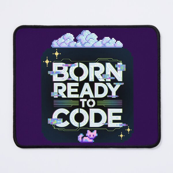 Item preview, Born Ready to Code – Pixel Cat Glitch Tech Design designed and sold by DreamVibeShirt.
