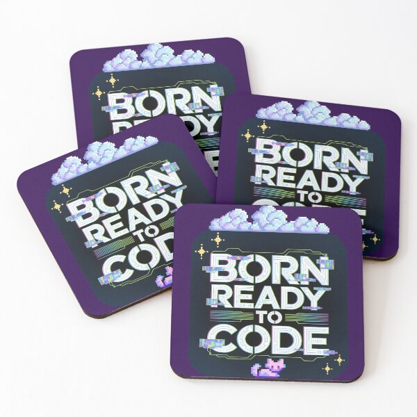 Item preview, Born Ready to Code – Pixel Cat Glitch Tech Design designed and sold by DreamVibeShirt.