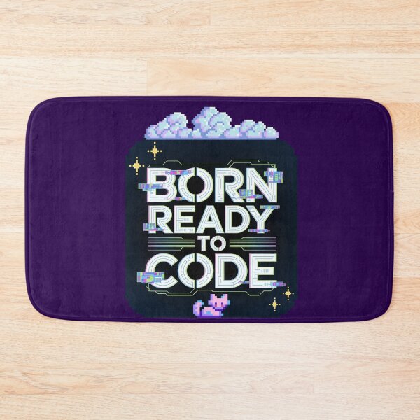 Item preview, Born Ready to Code – Pixel Cat Glitch Tech Design designed and sold by DreamVibeShirt.