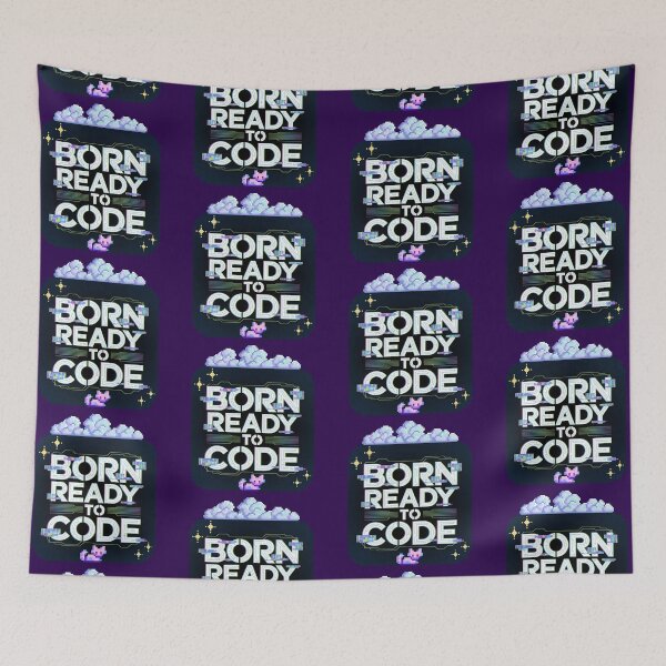 Item preview, Born Ready to Code – Pixel Cat Glitch Tech Design designed and sold by DreamVibeShirt.