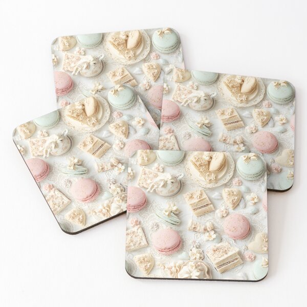 Item preview, Delicate Pastel Macaron and Porcelain Sweets White Lace Pattern designed and sold by MoonlitDoodles1.