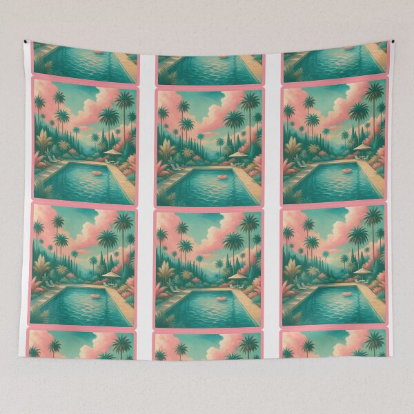 Item preview, Tropical Poolside Paradise Illustration designed and sold by ArtfulWeave.