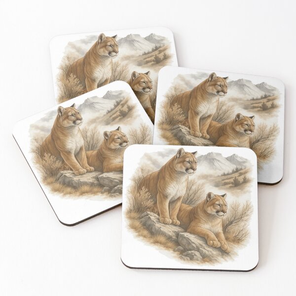 Item preview, Mountain Lions in Rocky Landscape Art designed and sold by ArtfulWeave.