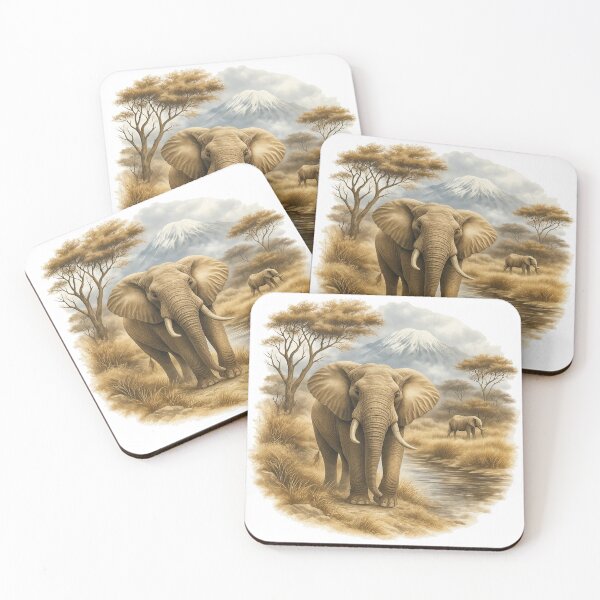 Item preview, Elephants in African Savannah Scene designed and sold by ArtfulWeave.