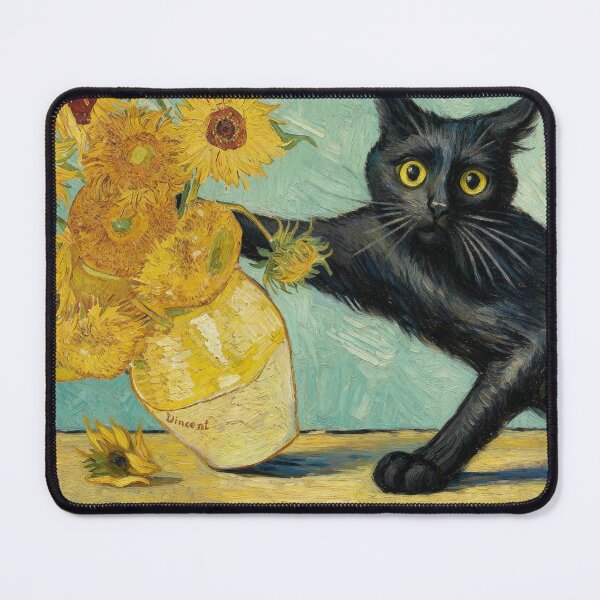 Item preview, Van Gogh's Cat and Sunflowers Funny Art Parody designed and sold by Arcaucil.