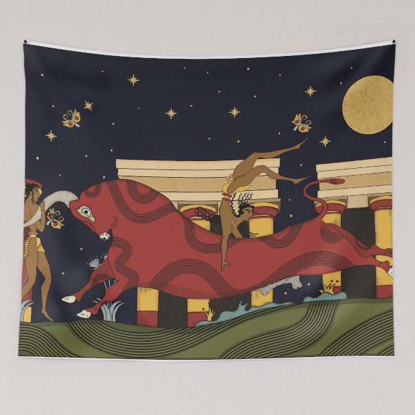 Item preview, Bull-Leaping fresco/ Minoan Culture Illustration designed and sold by Ancient-Tales.