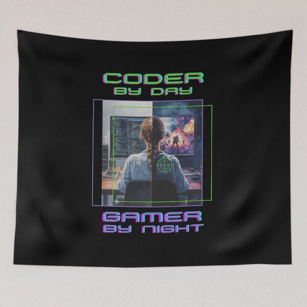 Item preview, Coder by day gamer by night woman  designed and sold by FatBirdie.