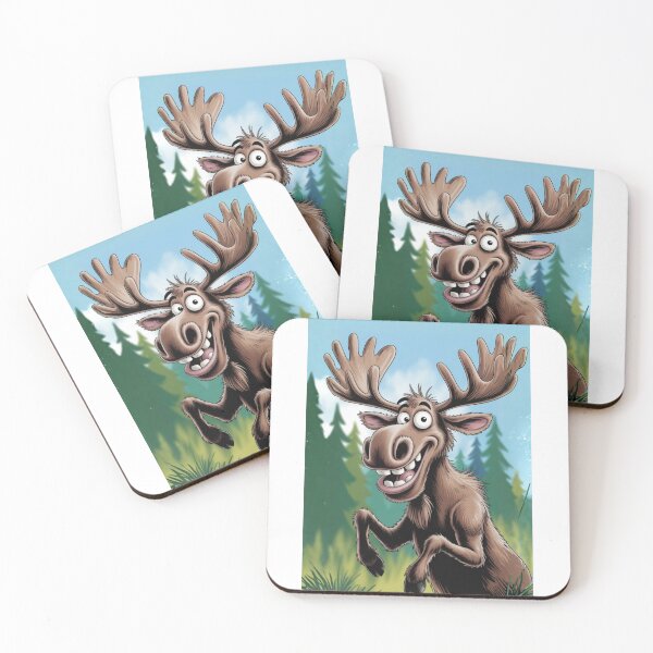 Item preview, Mischievous moose in the forest – bright cartoon designed and sold by FusiTink.