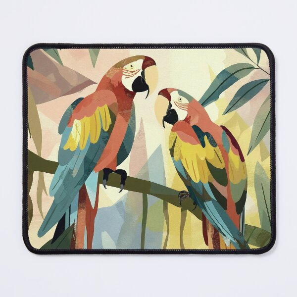 Item preview, Parrot Pair in Jungle – Tropical Nursery Wall Art designed and sold by WabiSabiSjak.